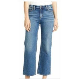 Silver Jeans Co Womens Jeans Blue USA 24 Denim Wide-Leg Crop Stretch